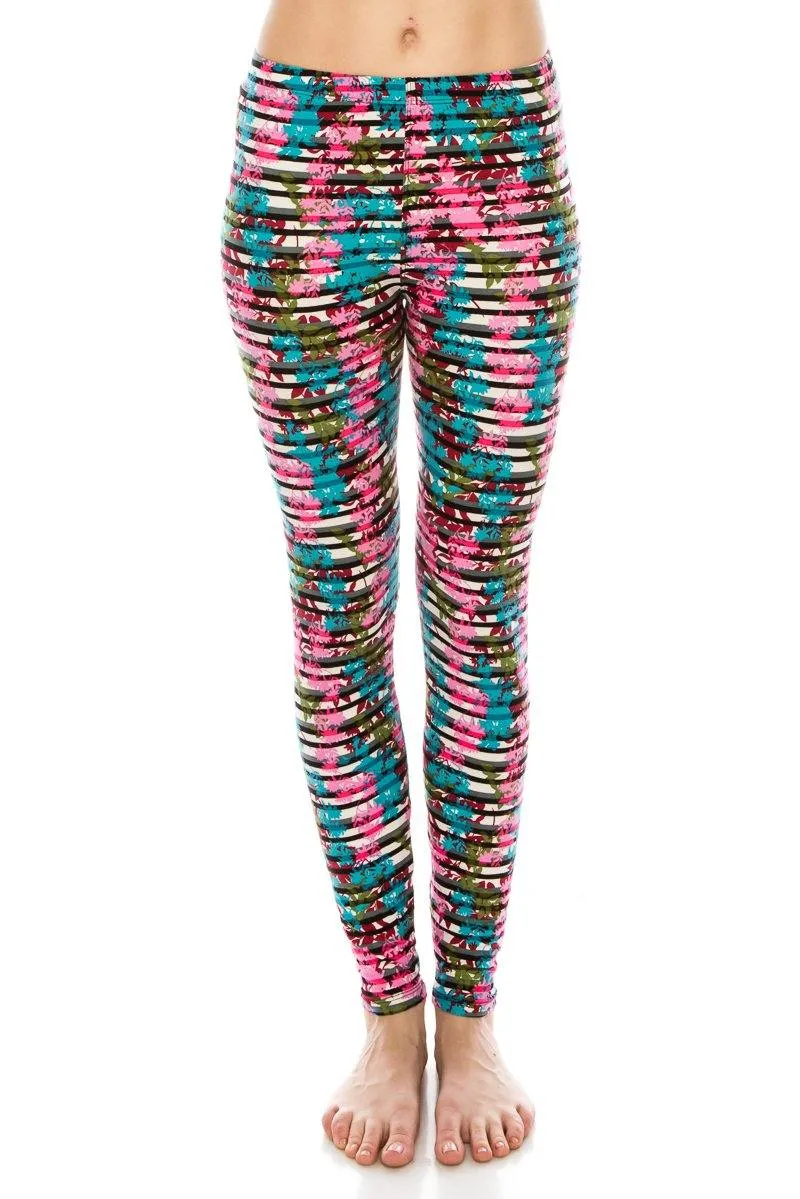 Print Pattern Leggings - Soft Stretch Peach Skin Leggings