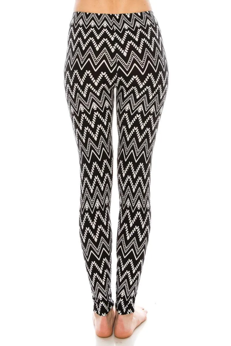 Print Pattern Leggings - Soft Stretch Peach Skin Leggings