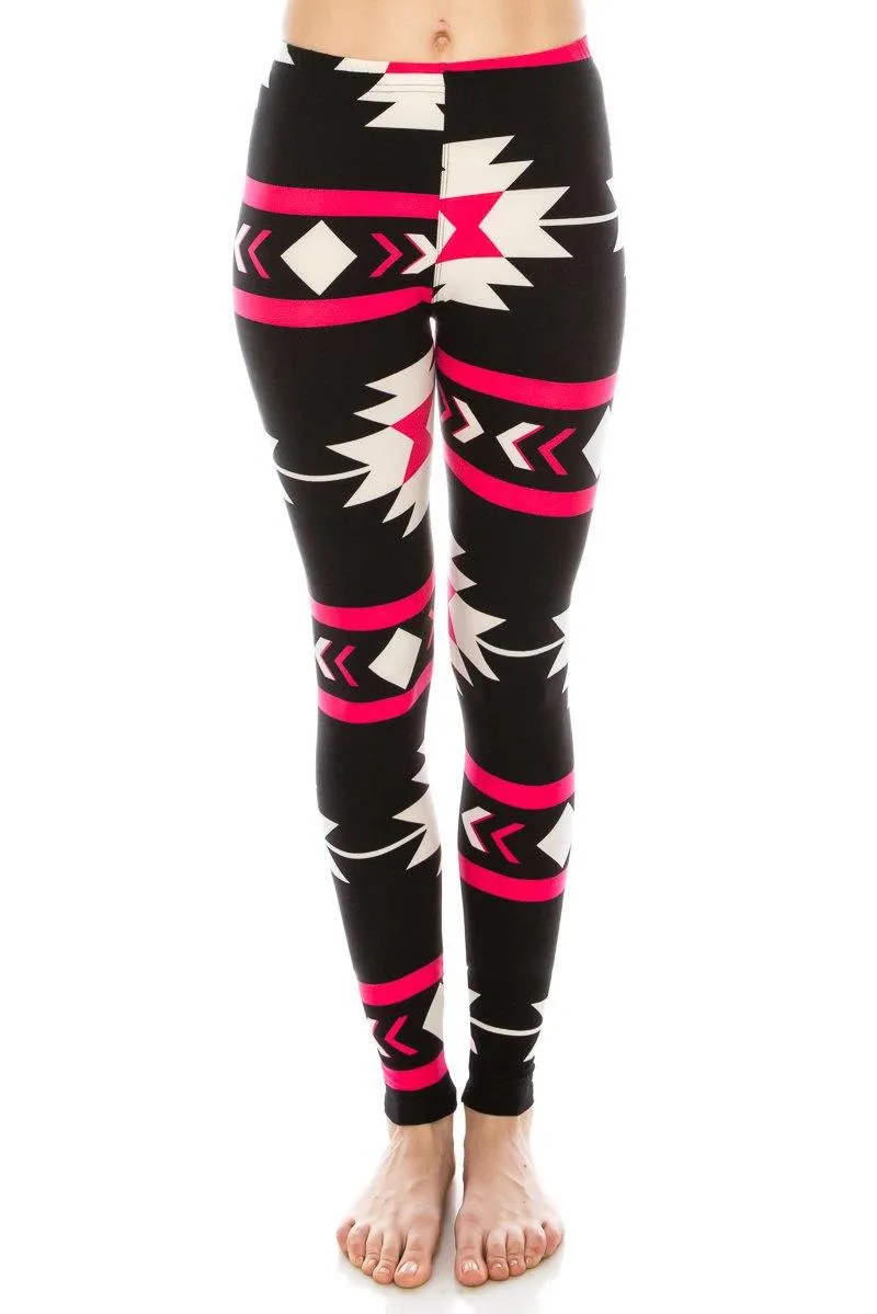 Print Pattern Leggings - Soft Stretch Peach Skin Leggings