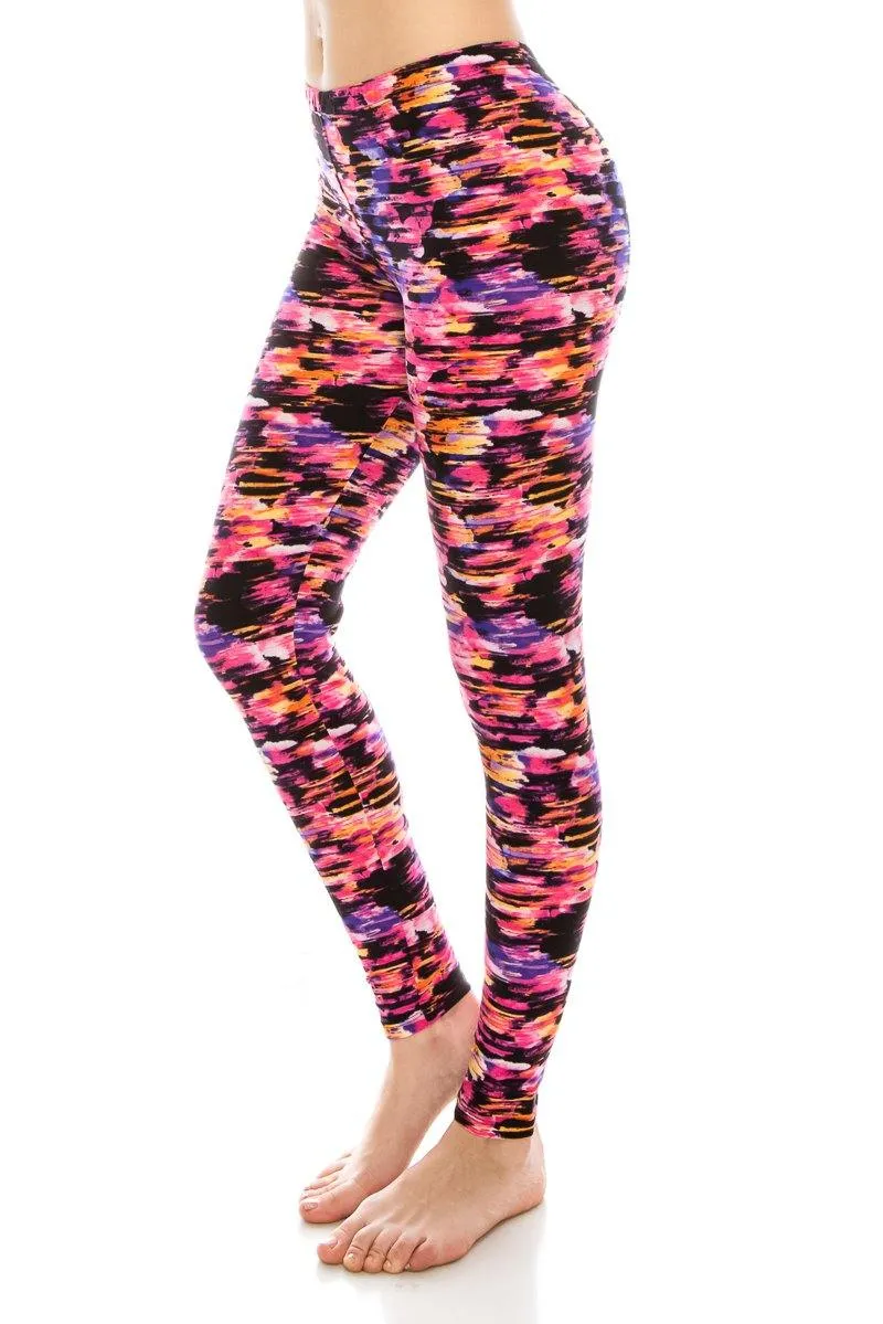 Print Pattern Leggings - Soft Stretch Peach Skin Leggings