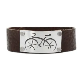 Ride, our Bicycle Leather Cuff Bracelet- for men and women