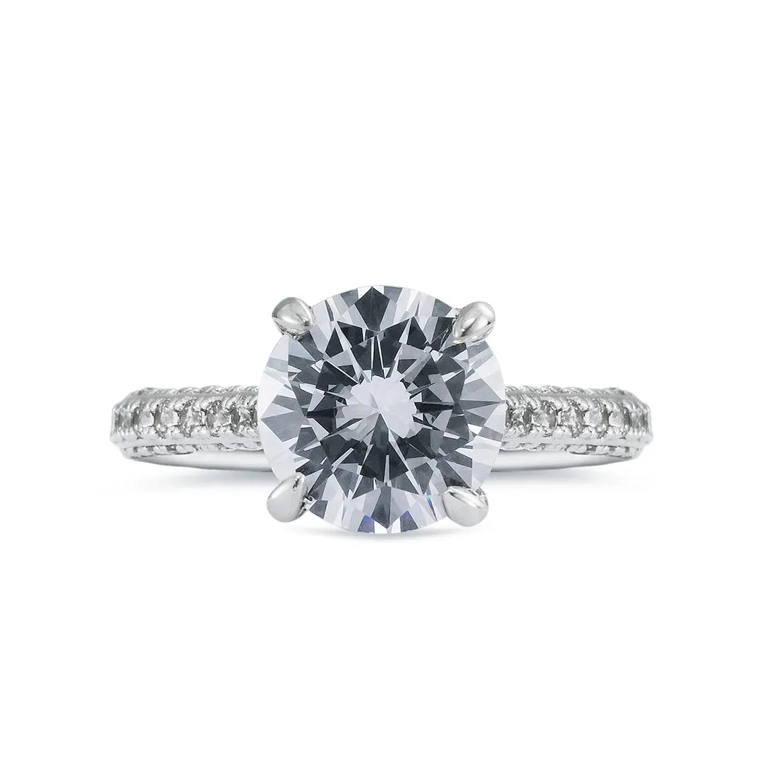 Round Cut Pave Engagement Ring