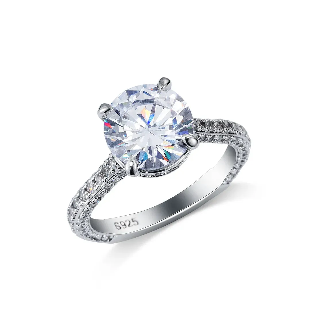 Round Cut Pave Engagement Ring