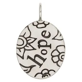 Silver Hope Oval Charm