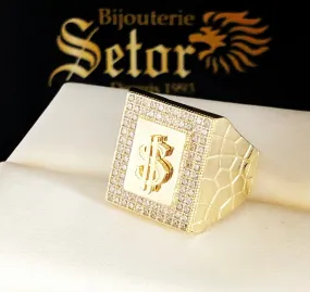 Square nugget dollar men’s ring MR079