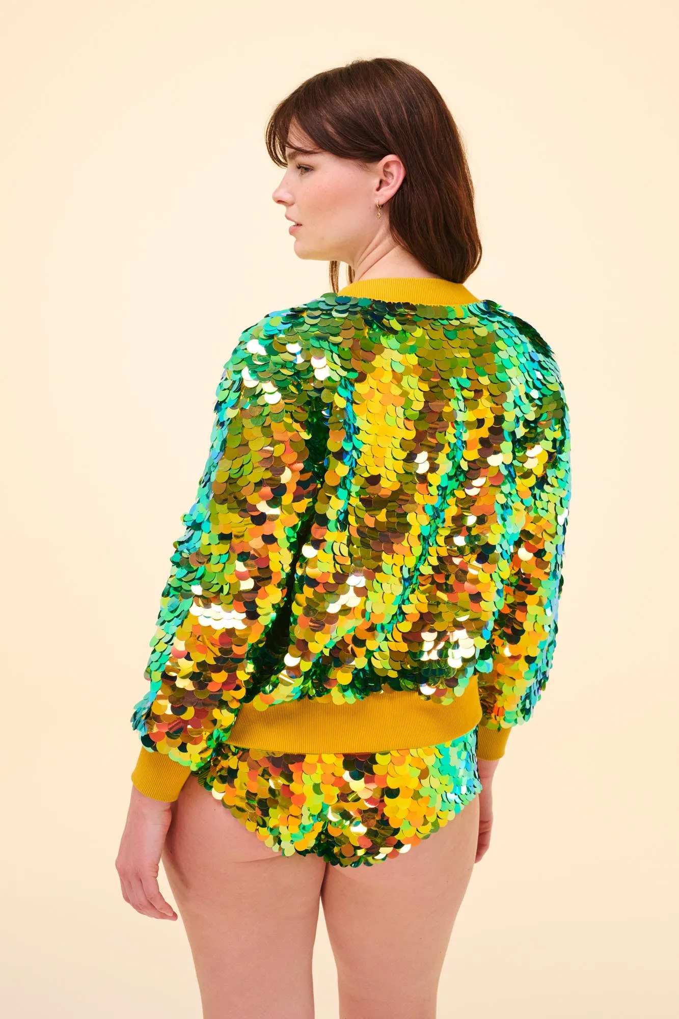 SUPERNOVA SEQUIN BOMBER JACKET - CITRUS