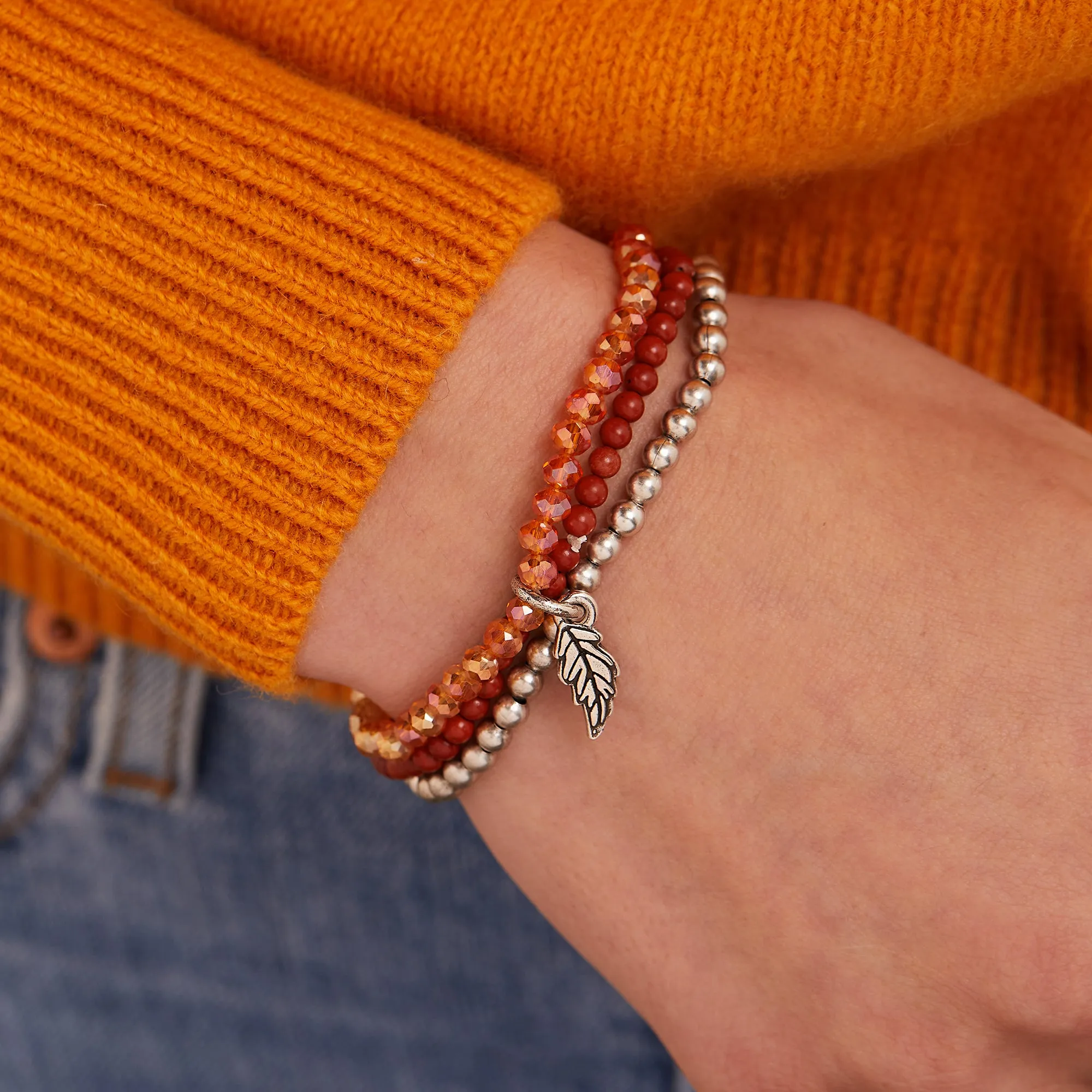 Token of Life Oak Leaf Beaded Stretch Bracelet