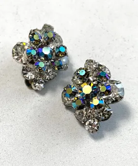 【USA輸入】ヴィンテージ JULIANA グレーオーロラ クリア ビジュー イヤリング/Vintage JULIANA Aurora Clear Bijou Clip On Earrings