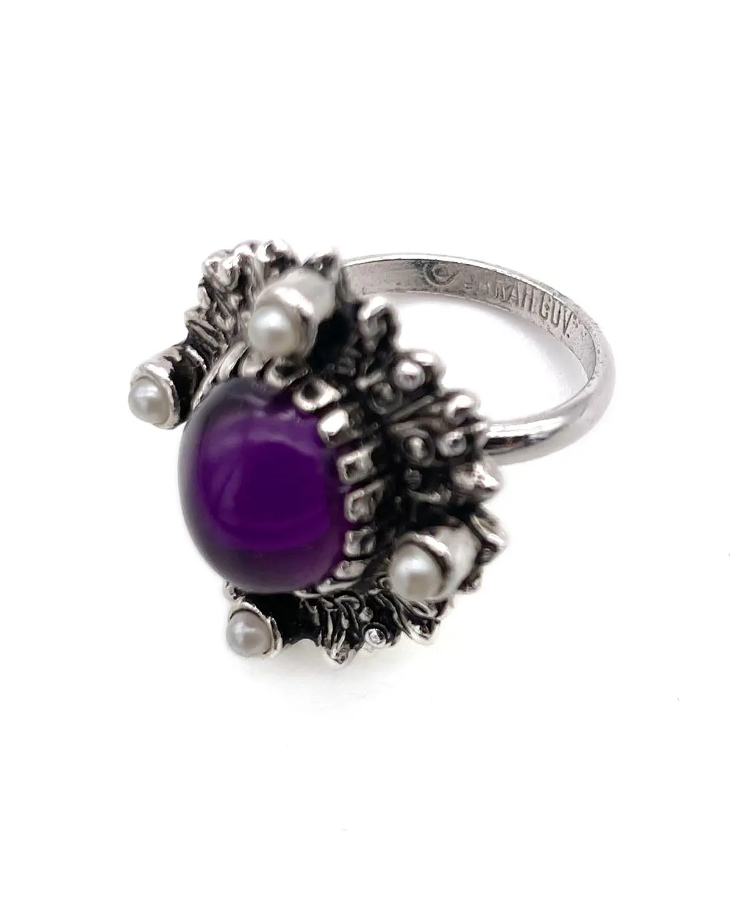 【USA輸入】ヴィンテージ SARAH COV. アメジスト カボション リング/Vintage SARAH COV. Amethyst Cabochon Ring