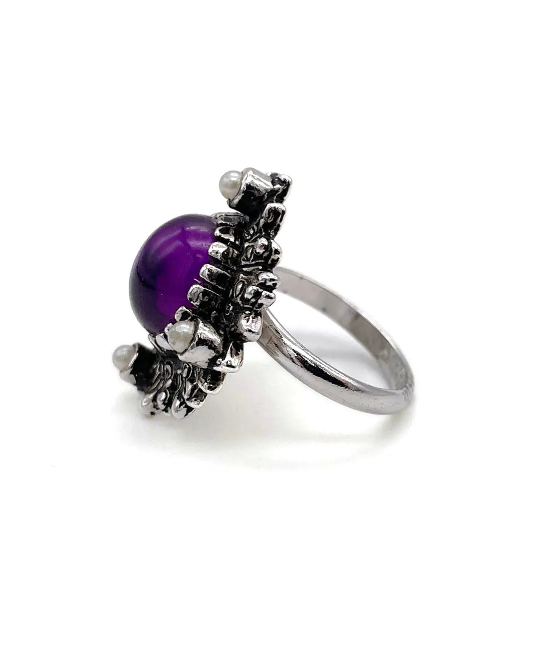 【USA輸入】ヴィンテージ SARAH COV. アメジスト カボション リング/Vintage SARAH COV. Amethyst Cabochon Ring