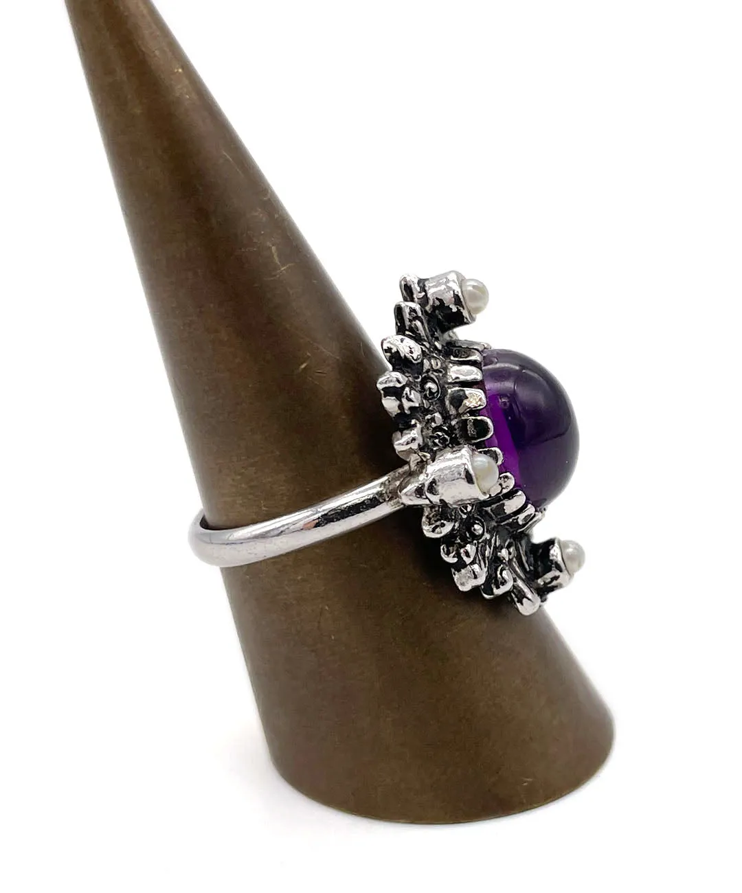 【USA輸入】ヴィンテージ SARAH COV. アメジスト カボション リング/Vintage SARAH COV. Amethyst Cabochon Ring