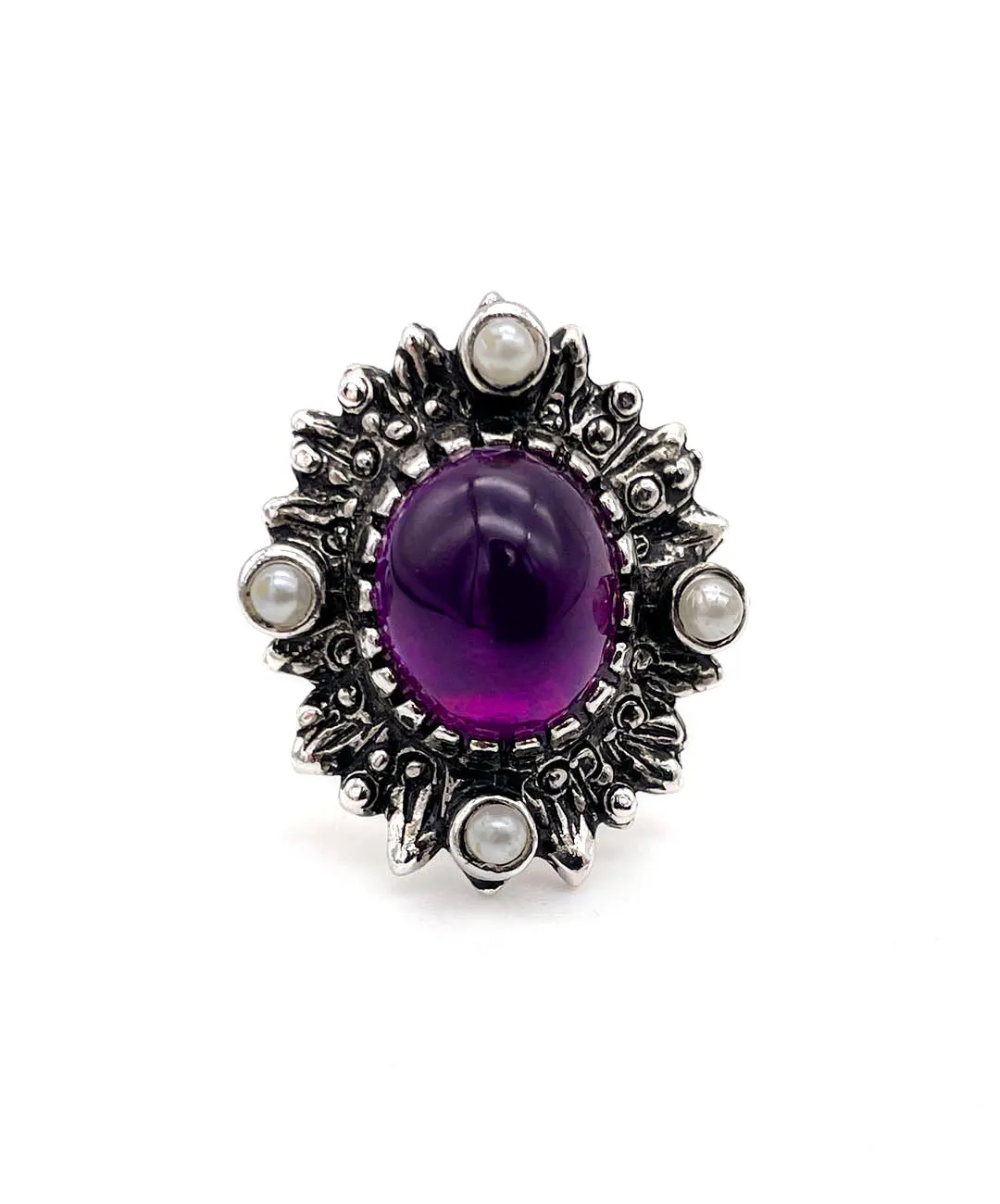 【USA輸入】ヴィンテージ SARAH COV. アメジスト カボション リング/Vintage SARAH COV. Amethyst Cabochon Ring