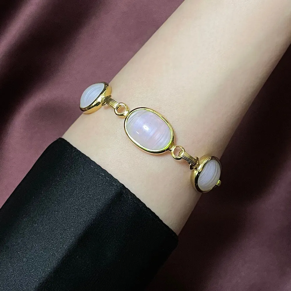 【USA輸入】ヴィンテージ SARAH COV. アートガラス カボション ブレスレット/Vintage SARAH COV. Art Glass Cabochon Bracelet