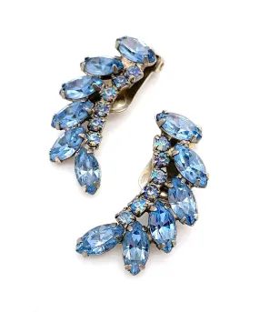 【USA輸入】ヴィンテージ WEISS ブルー オーロラ ビジュー イヤリング/Vintage WEISS Blue Aurora Bijou Clip On Earrings