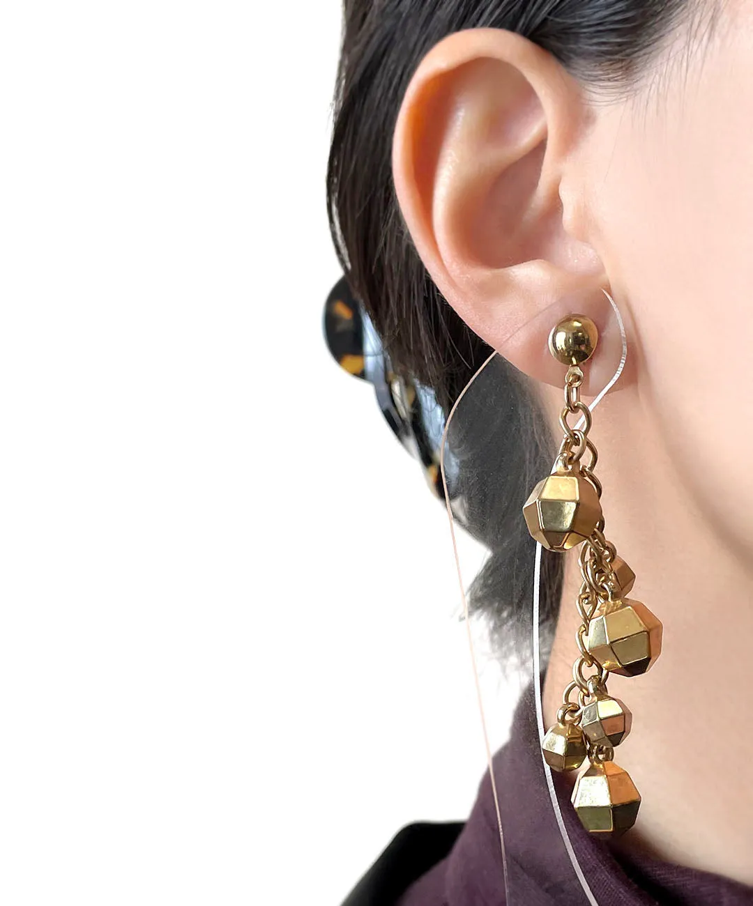 【USA輸入】ヴィンテージ ゴールド ミラーボール ピアス/Vintage Gold mirrorball Post Earrings