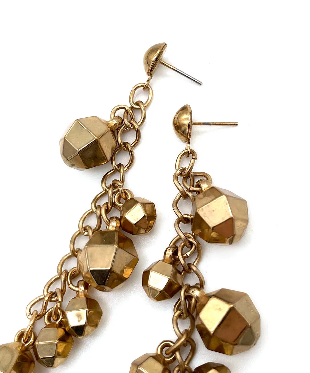 【USA輸入】ヴィンテージ ゴールド ミラーボール ピアス/Vintage Gold mirrorball Post Earrings