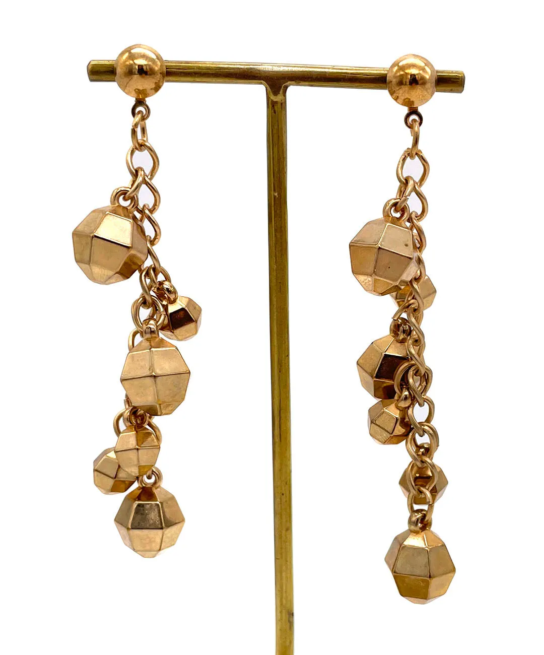 【USA輸入】ヴィンテージ ゴールド ミラーボール ピアス/Vintage Gold mirrorball Post Earrings