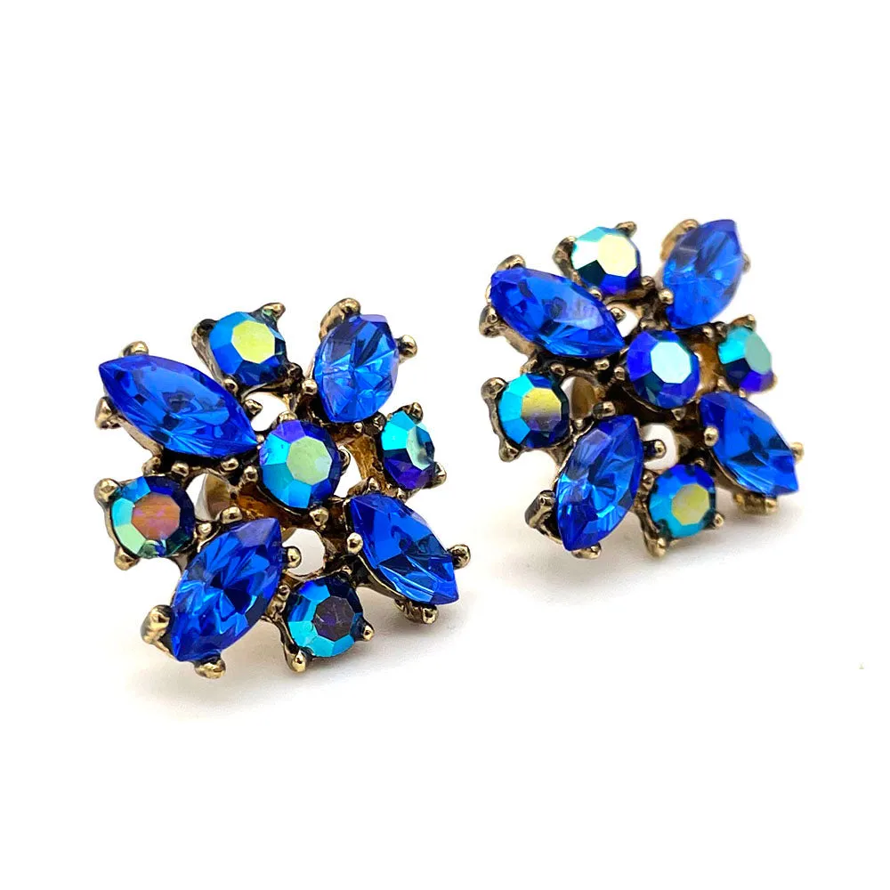 【USA輸入】ヴィンテージ ブルー オーロラ ビジュー ピアス/Vintage Blue Aurora Bijou Post Earrings