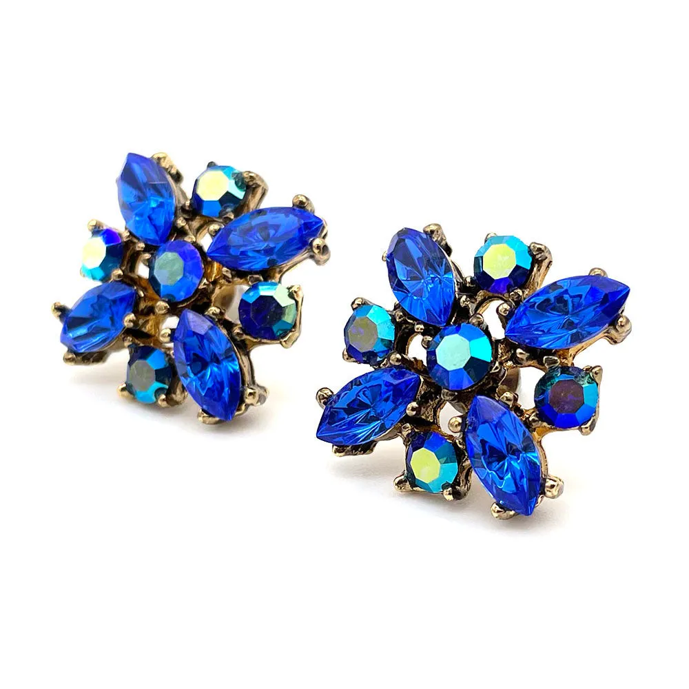 【USA輸入】ヴィンテージ ブルー オーロラ ビジュー ピアス/Vintage Blue Aurora Bijou Post Earrings