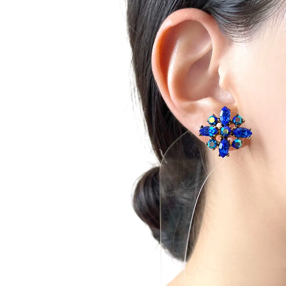 【USA輸入】ヴィンテージ ブルー オーロラ ビジュー ピアス/Vintage Blue Aurora Bijou Post Earrings