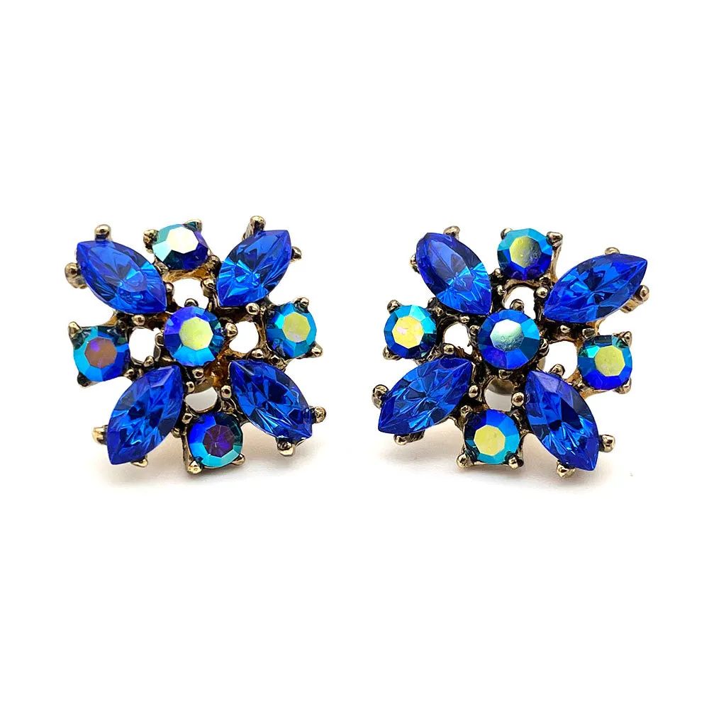 【USA輸入】ヴィンテージ ブルー オーロラ ビジュー ピアス/Vintage Blue Aurora Bijou Post Earrings