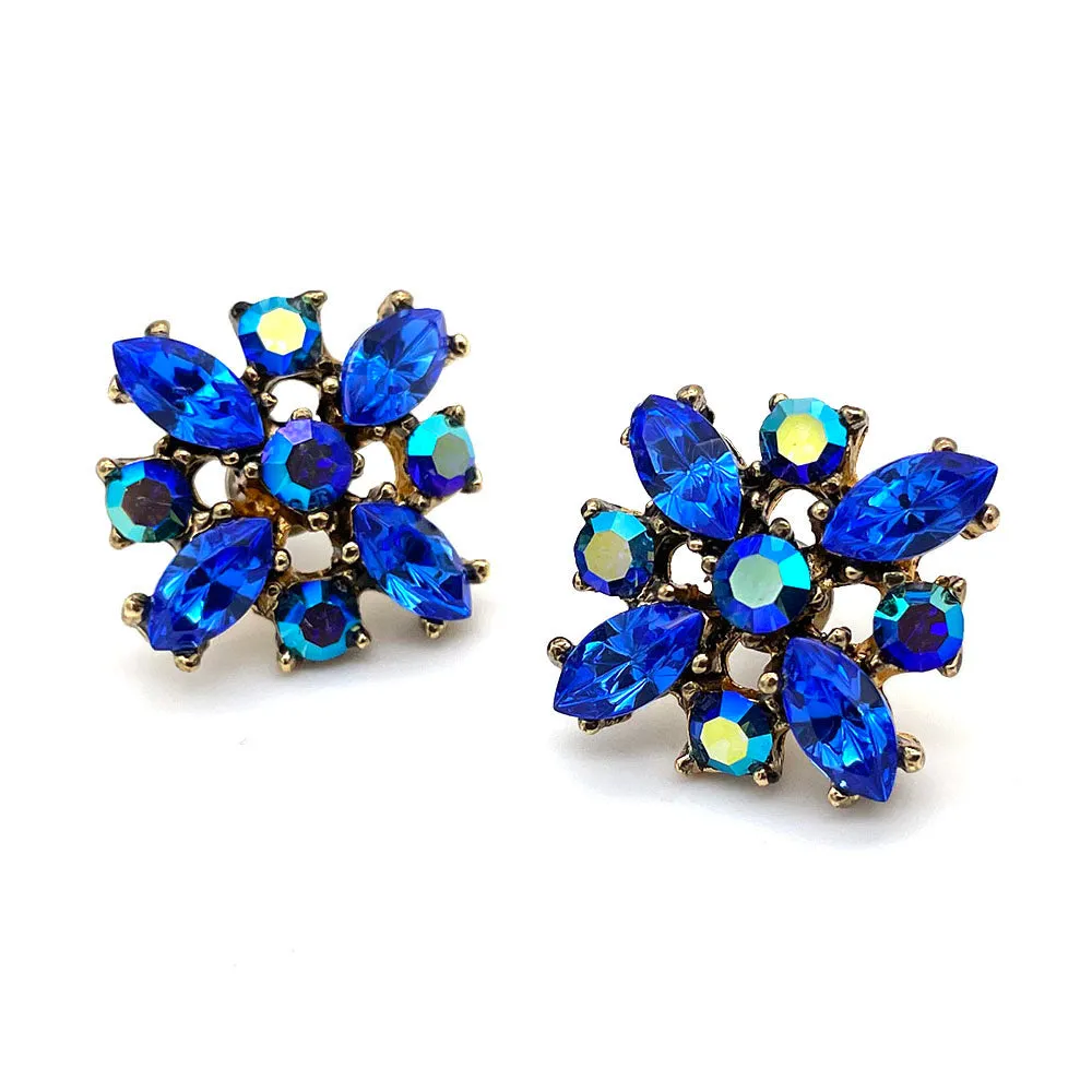 【USA輸入】ヴィンテージ ブルー オーロラ ビジュー ピアス/Vintage Blue Aurora Bijou Post Earrings