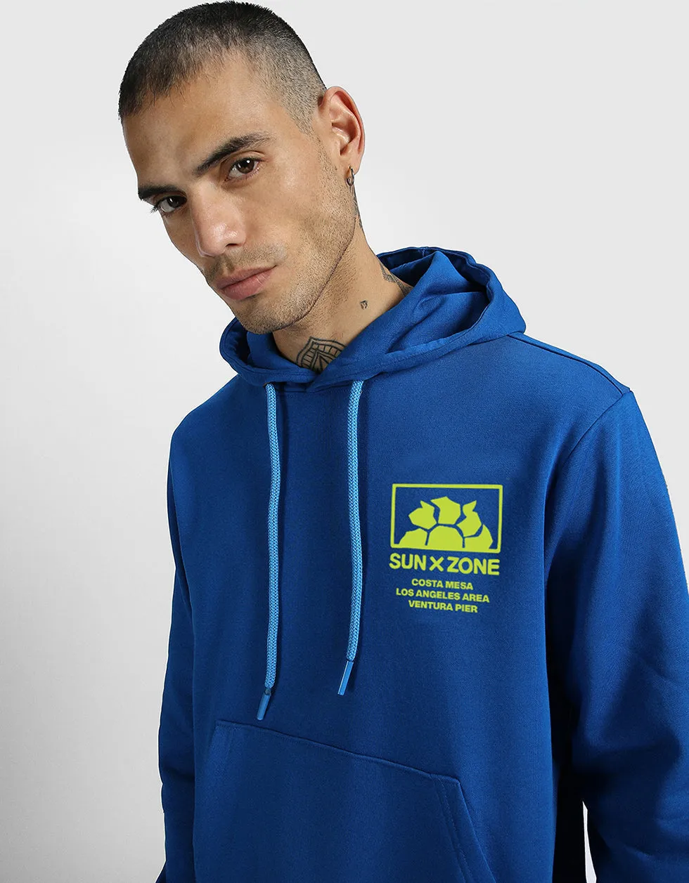 Veirdo in Blue: Men's Hooded Neck Hoodie