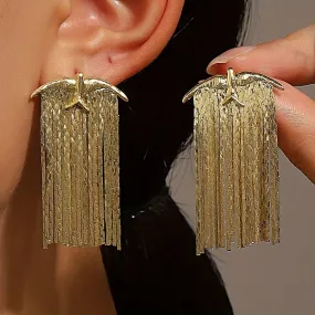 Vintage Light Luxury Tassel Dangle Earrings Women's High-end Waterfall Earrings Retro Gift For Girls Women (1 Pair)