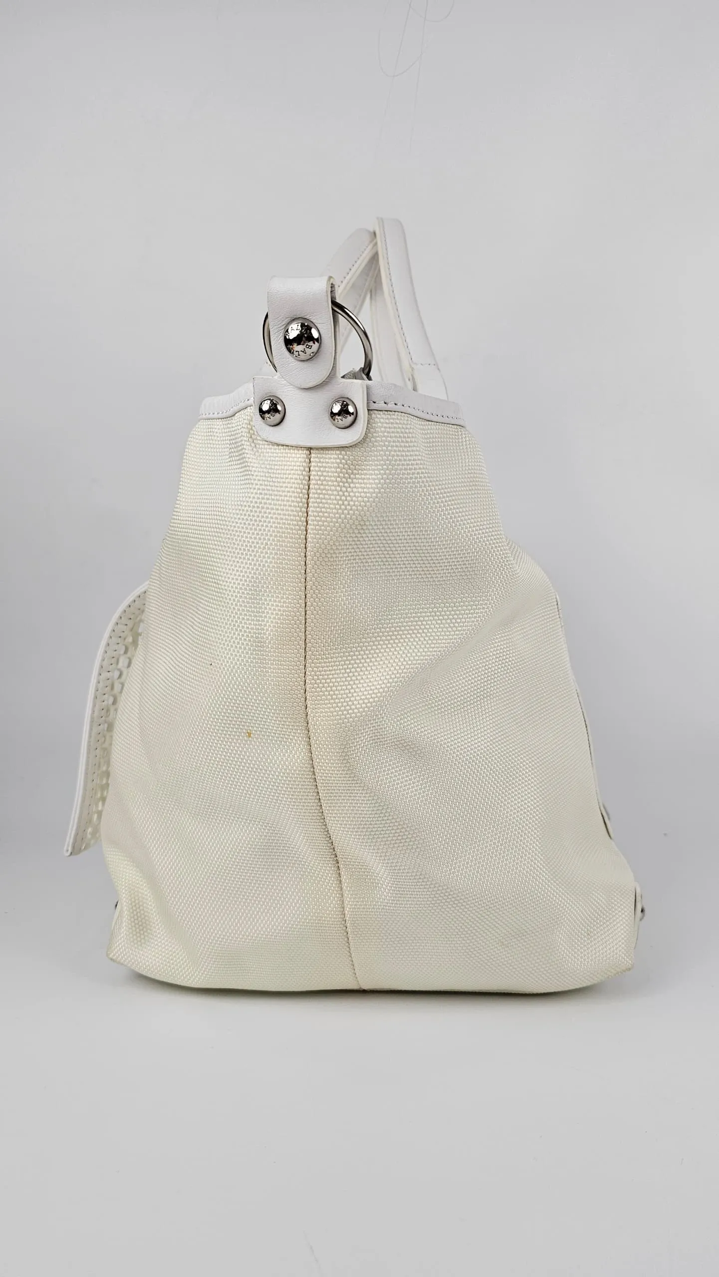 Vintage White Mesh / Canvas Tote