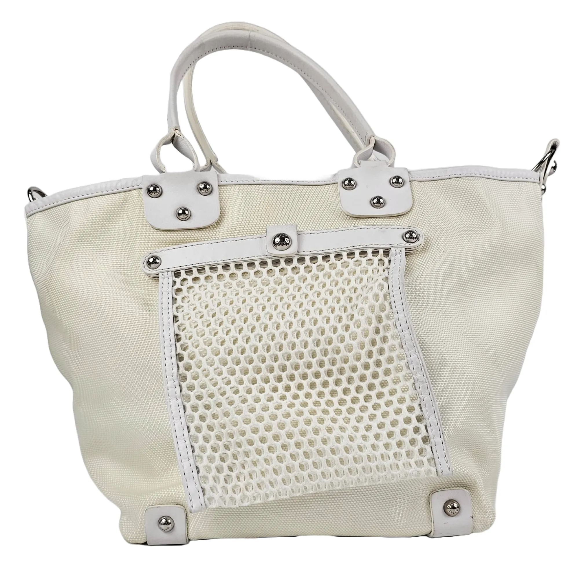 Vintage White Mesh / Canvas Tote