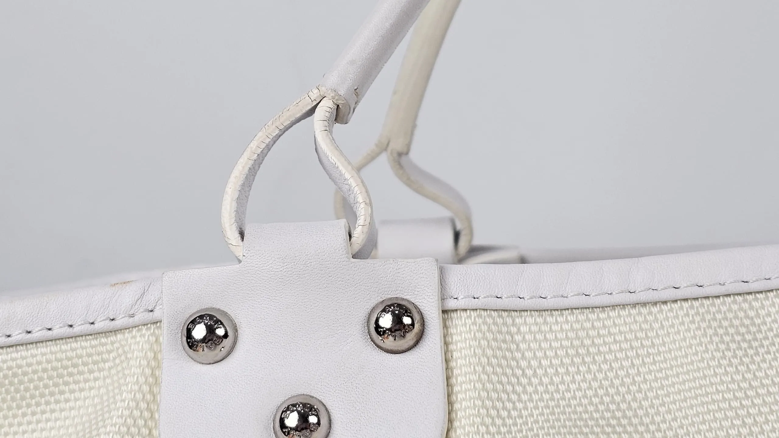 Vintage White Mesh / Canvas Tote