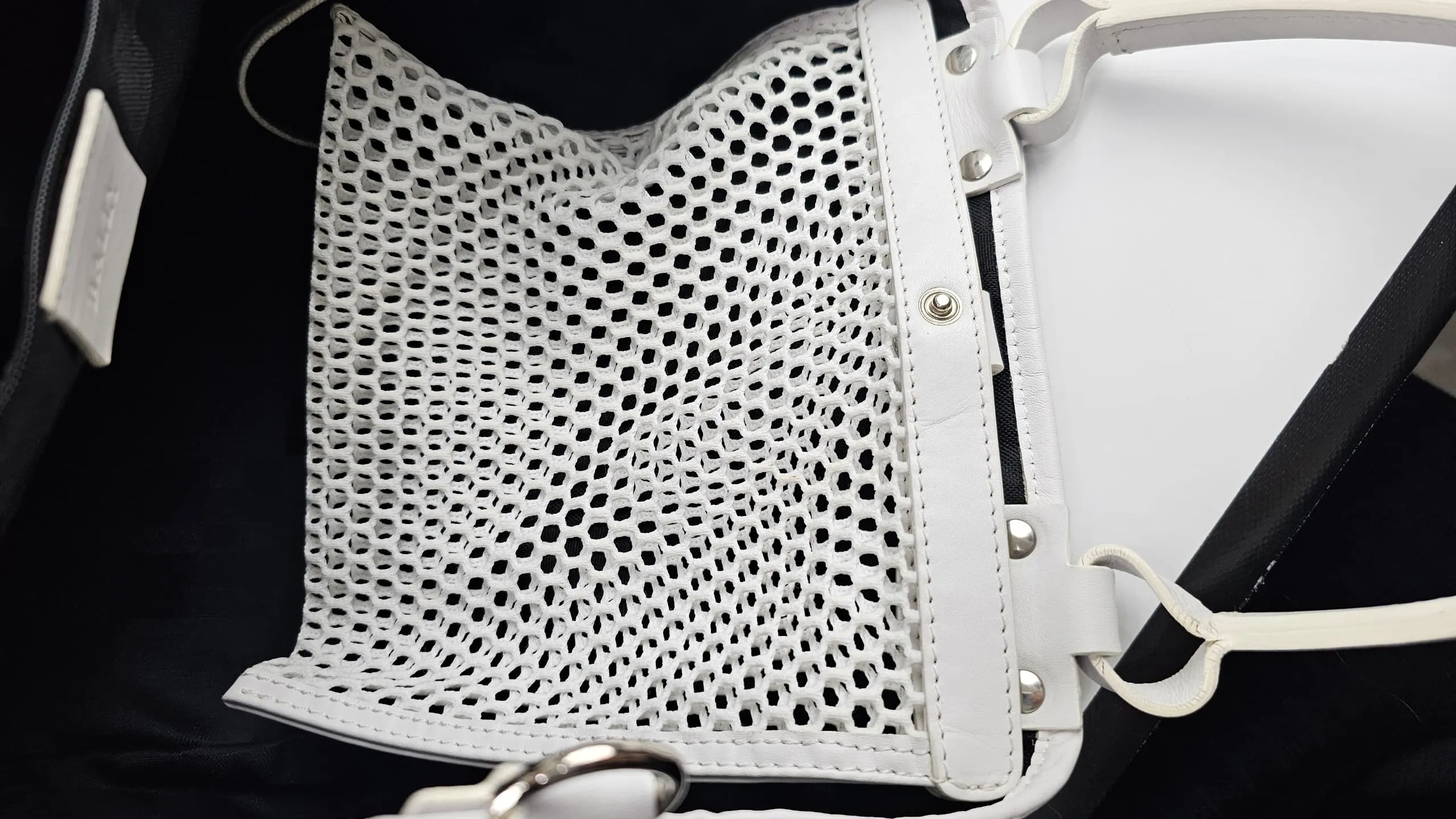 Vintage White Mesh / Canvas Tote