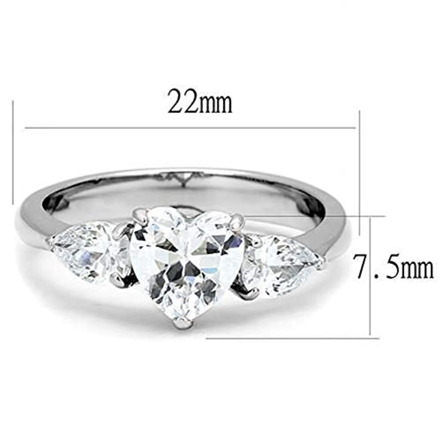 WildKlass Stainless Steel Ring High Polished Women AAA Grade CZ Clear