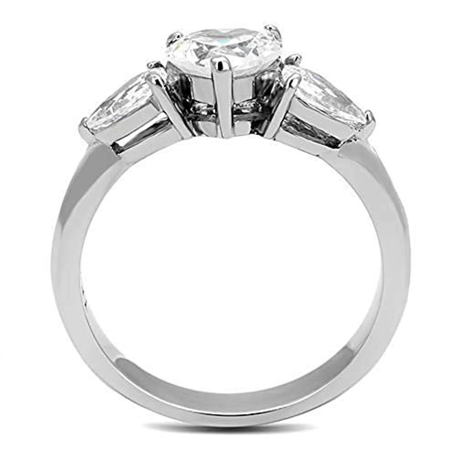 WildKlass Stainless Steel Ring High Polished Women AAA Grade CZ Clear