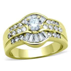 WildKlass Stainless Steel Ring IP Gold Women AAA Grade CZ Clear