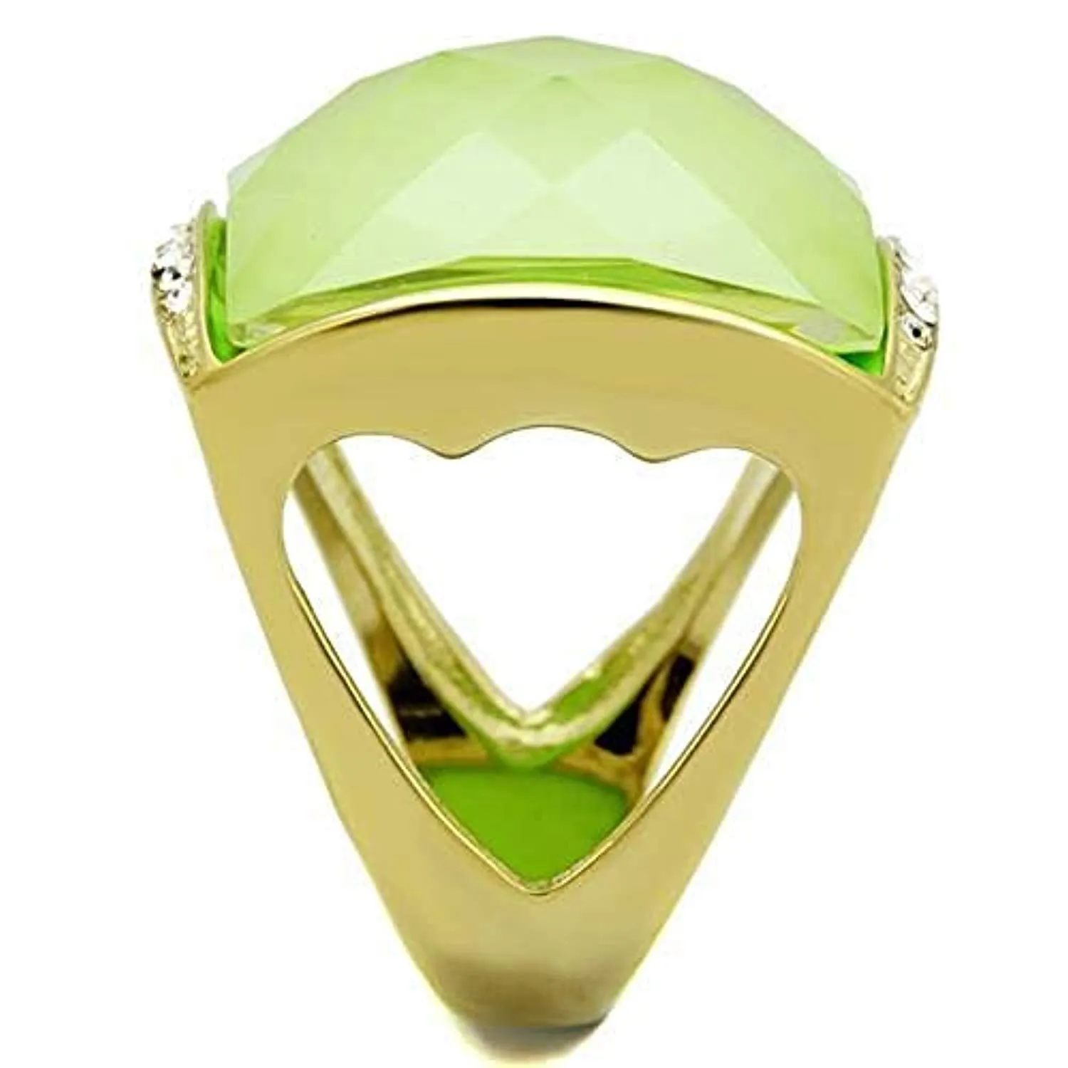 WildKlass Stainless Steel Ring IP Gold Women Synthetic Apple Green Color