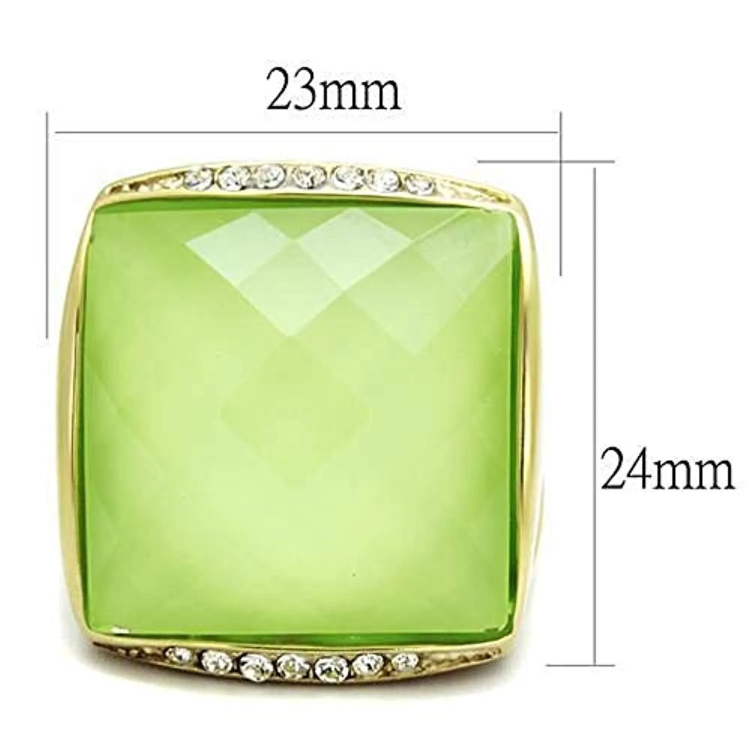 WildKlass Stainless Steel Ring IP Gold Women Synthetic Apple Green Color