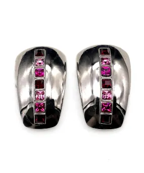 【ドイツ買付】ヴィンテージ SEIBOTH ピンク レッド ビジュー イヤリング/Vintage SEIBOTH Pink Red Clip On Earrings