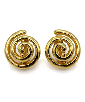 【フランス輸入】ヴィンテージ SPHINX アブストラクト メタル イヤリング/Vintage SPHINX Swirl Metal Clip On Earrings